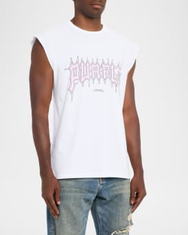 Men's Textured Jersey Sleeveless Logo Graphic T-Shirt