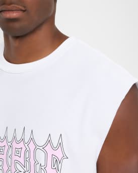 Men's Textured Jersey Sleeveless Logo Graphic T-Shirt