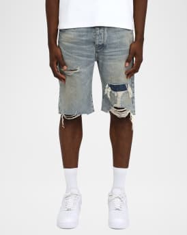 Men's Faros Distressed Cotton Denim Shorts