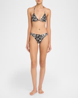 Ocelot Print Jersey Triangle Bikini
