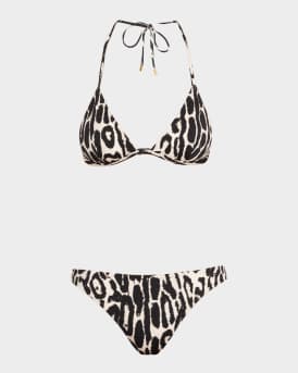 Ocelot Print Jersey Triangle Bikini