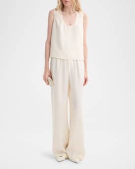 Wide-Leg Silk Trousers