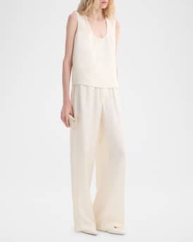 Wide-Leg Silk Trousers