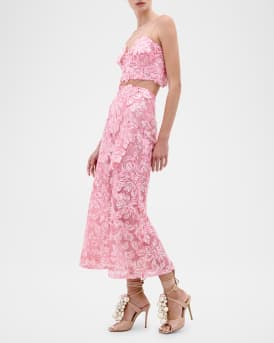 Alida Floral Sequined Crop Top