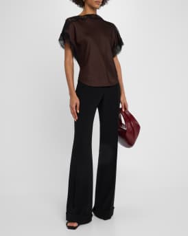 Luna Satin Lace-Trim Top