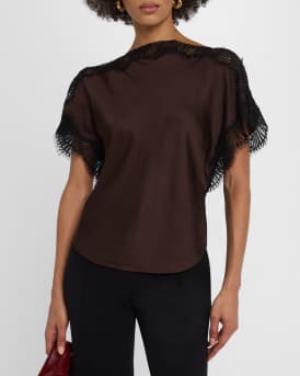 Luna Satin Lace-Trim Top