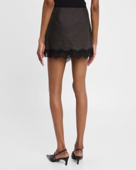 Sophia Sparkly Lace-Trim Mini Skirt