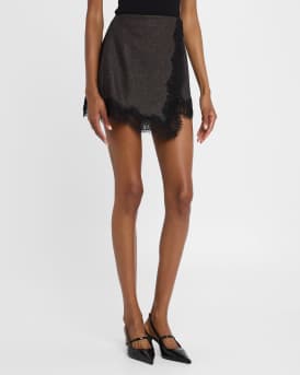 Sophia Sparkly Lace-Trim Mini Skirt
