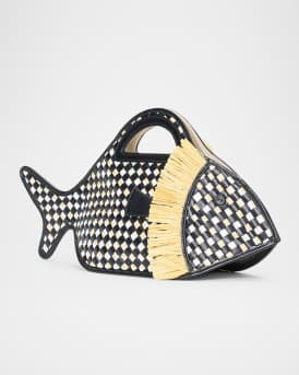 Cleo Fish Basket Leather Top-Handle Bag