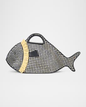 Cleo Fish Basket Leather Top-Handle Bag
