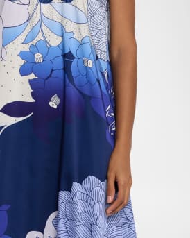 Sky Rhinestone Floral-Print Halter Maxi Dress