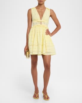 Embroidered Cotton Mini Dress