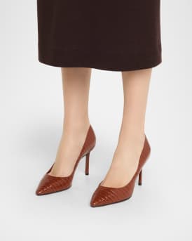 Romy 85 Croc-Embossed Leather Pumps