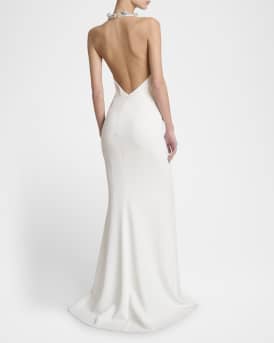Crystal Halter Backless Gown