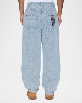 Men's Maxx Tile Logo Denim Wide-Leg Jeans