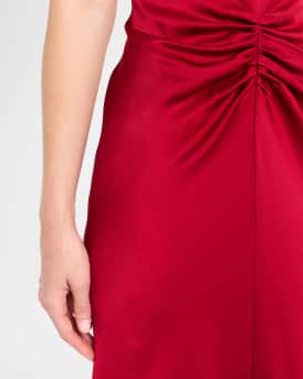 Gathered Waist Satin Gown