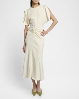 Gathered Waist Midi Dress