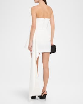 Calliope Strapless Draped Satin Mini Dress