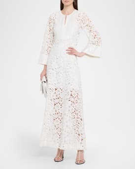 Cynthia Sequin-Embellished Floral Lace Gown