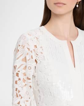 Cynthia Sequin-Embellished Floral Lace Gown