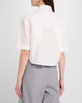 Cropped Oversized Button-Front Shirt