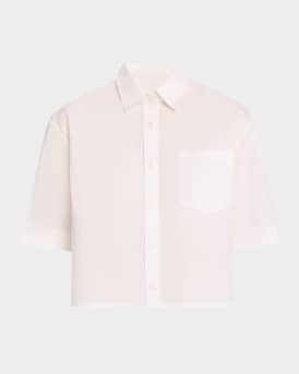 Cropped Oversized Button-Front Shirt
