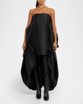 Strapless Mikado Dress with Draped Back
