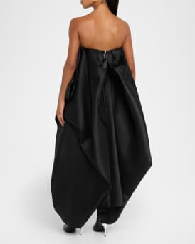 Strapless Mikado Dress with Draped Back