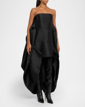 Strapless Mikado Dress with Draped Back