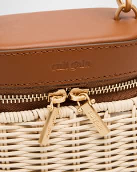 Gwyneth Raffia & Leather Crossbody Bag