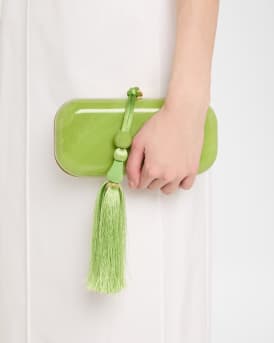 Yasmin Tasseled Acrylic Clutch Bag
