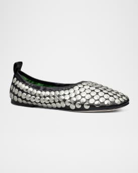 Studded Leather Ballerina Flats