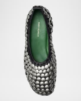 Studded Leather Ballerina Flats