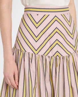 Kristina Striped Drop-Waist Midi Skirt