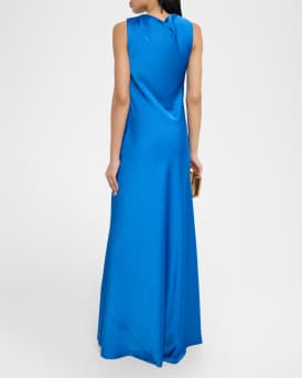 Francine Twist-Front Satin Column Gown