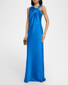 Francine Twist-Front Satin Column Gown