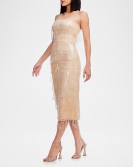 Morgan Bead & Sequin Fringe Midi Dress