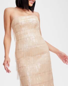 Morgan Bead & Sequin Fringe Midi Dress