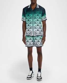 Men's Silk Heart Monogram Short-Sleeve Shirt