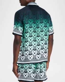 Men's Silk Heart Monogram Short-Sleeve Shirt