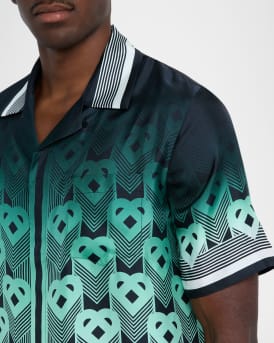 Men's Silk Heart Monogram Short-Sleeve Shirt