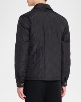 Men's Reversible Check Quilted Nylon Overshirt