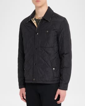 Men's Reversible Check Quilted Nylon Overshirt