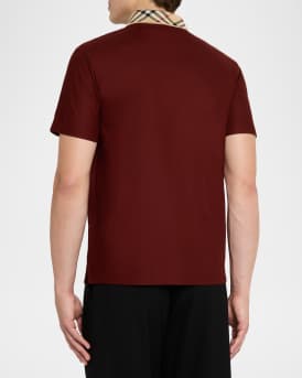 Men's Cotton Check-Collar Polo Shirt