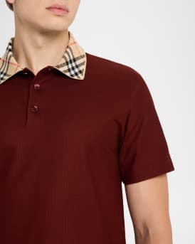 Men's Cotton Check-Collar Polo Shirt
