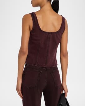 Poppy Button-Front Denim Tank Top