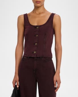 Poppy Button-Front Denim Tank Top