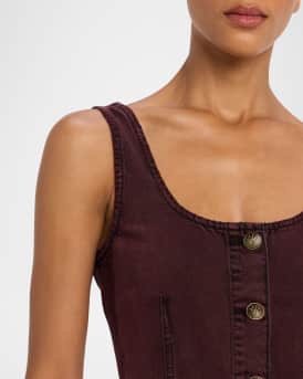 Poppy Button-Front Denim Tank Top