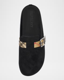 Men's Urchin Suede Check-Strap Clogs