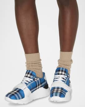 Men's Regis Grip-Strap Check Fashion Sneakers